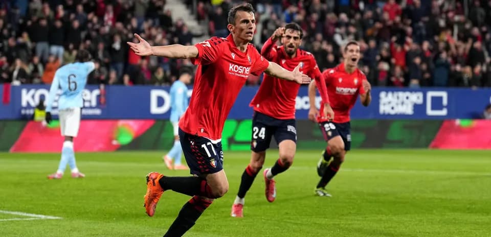 Celebración de Osasuna tras un gol en La Liga