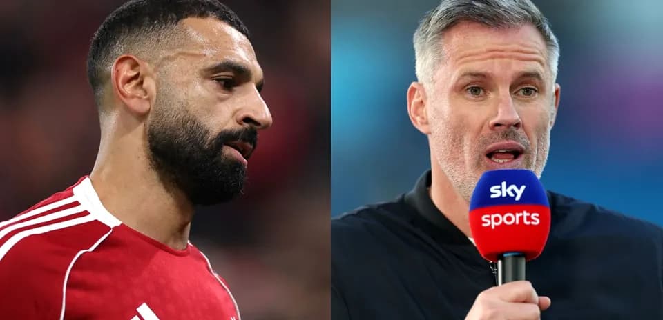 Mohamed Salah y Jamie Carragher en conferencia