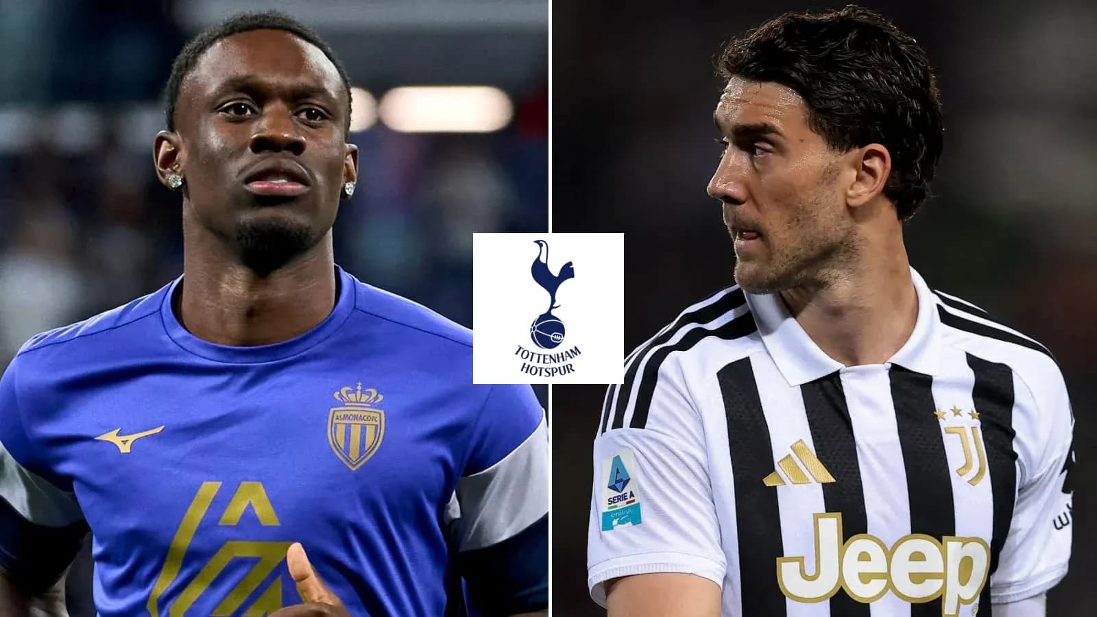 Jugadores de Mónaco y Juventus con logos de sus equipos