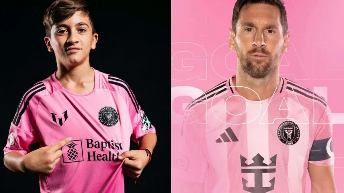 Niño y Messi en camisetas del Inter Miami