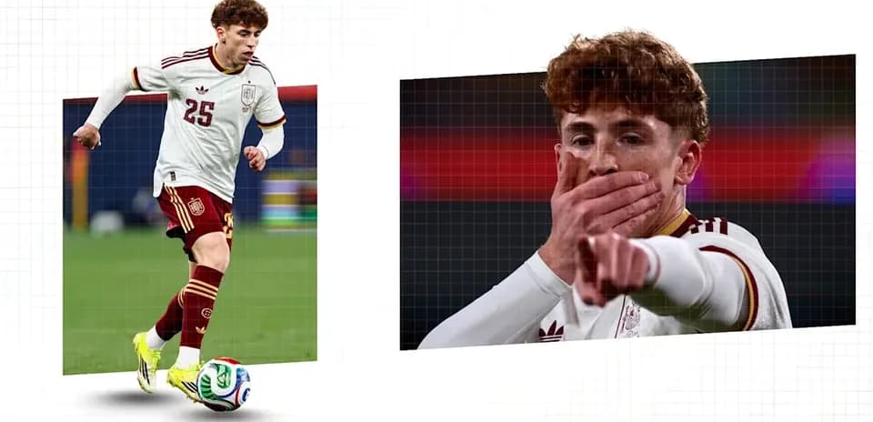 Jugador de España corriendo y señalando durante partido