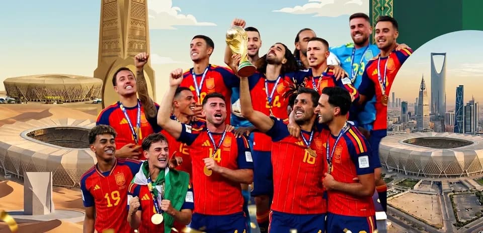 Jugadores de España celebrando con el trofeo de la Copa