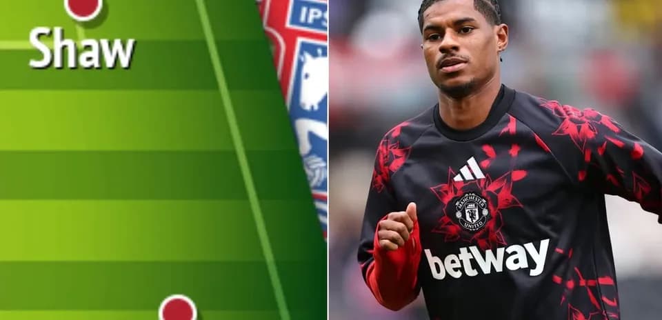 Jugadores de Manchester United en la alineación y calentamiento