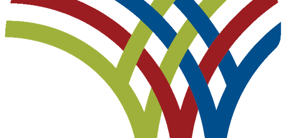 Logotipo con líneas en colores rojo, azul y verde