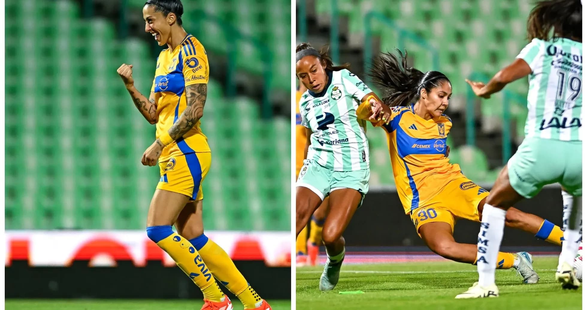 Jugadora de Tigres UANL celebra un gol