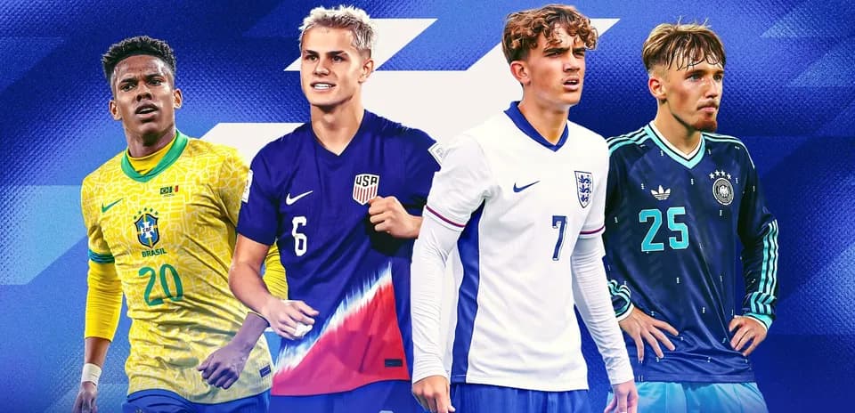 Jugadores de Brasil, Estados Unidos, Inglaterra y Alemania