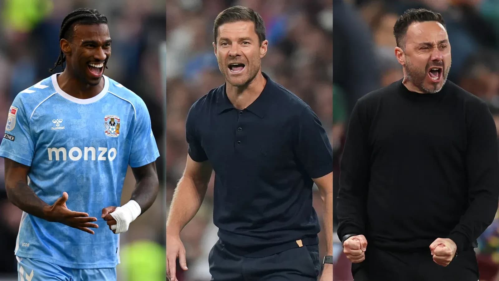 Jugador de Coventry y dos entrenadores en acción