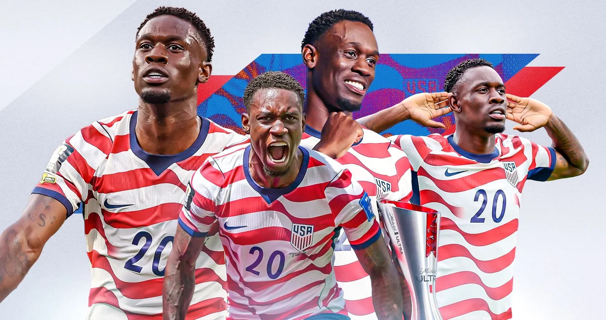Jugador de la selección de Estados Unidos en varias poses
