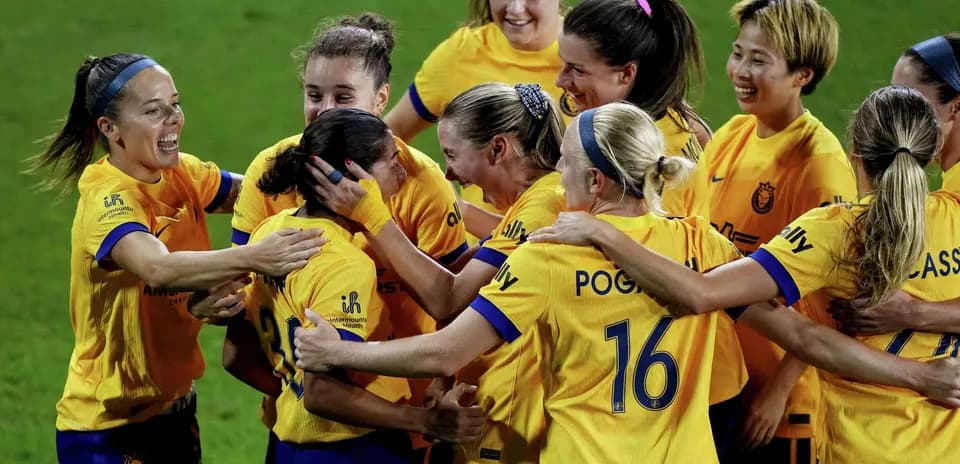 Celebración de gol de jugadoras de Bay FC