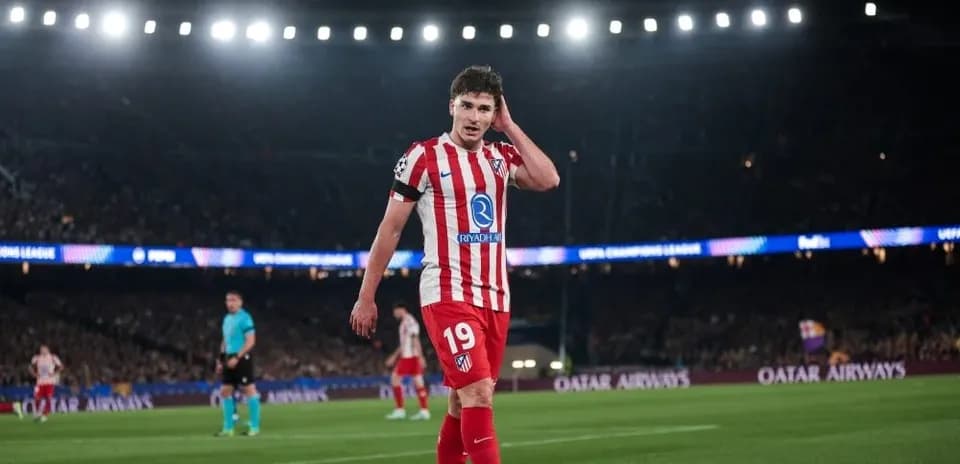 Jugador del Atlético de Madrid en partido de Champions