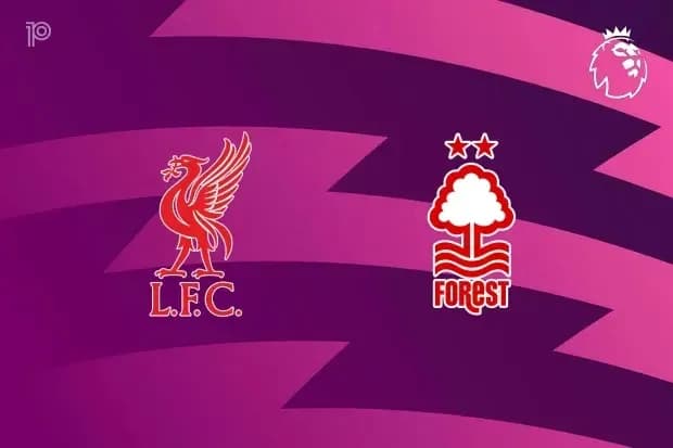 Logos de Liverpool y Nottingham Forest en fondo morado