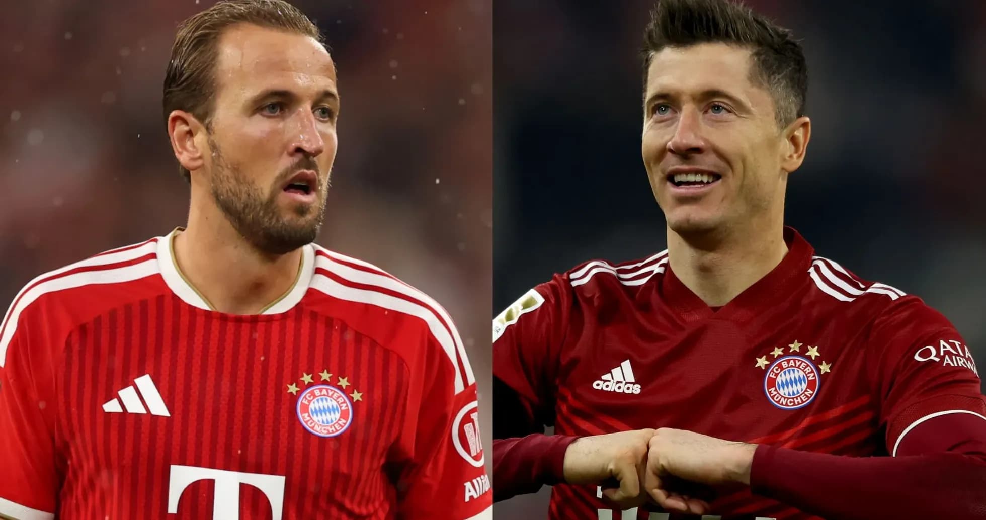 Harry Kane y Robert Lewandowski en camisetas del Bayern Múnich