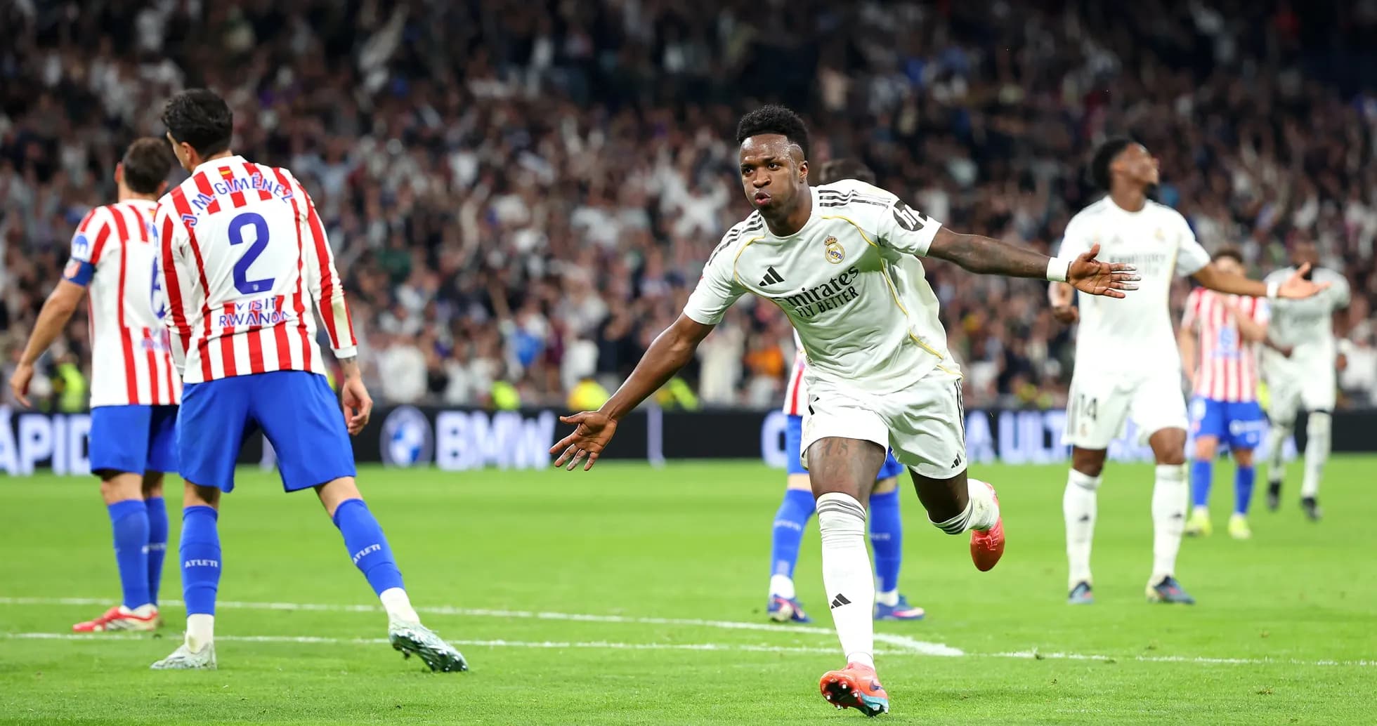 Vinícius Jr. celebrando un gol contra Atlético de Madrid