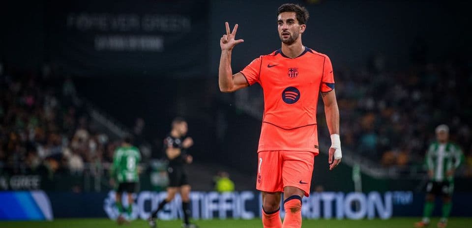 Jugador del Barcelona señalando un gol