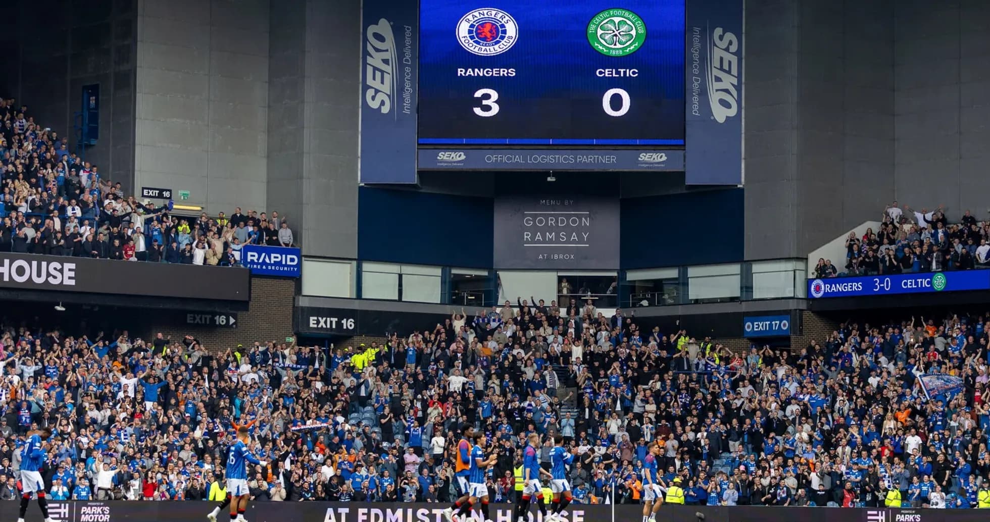 Marcador final: Rangers 3, Celtic 0 en Ibrox
