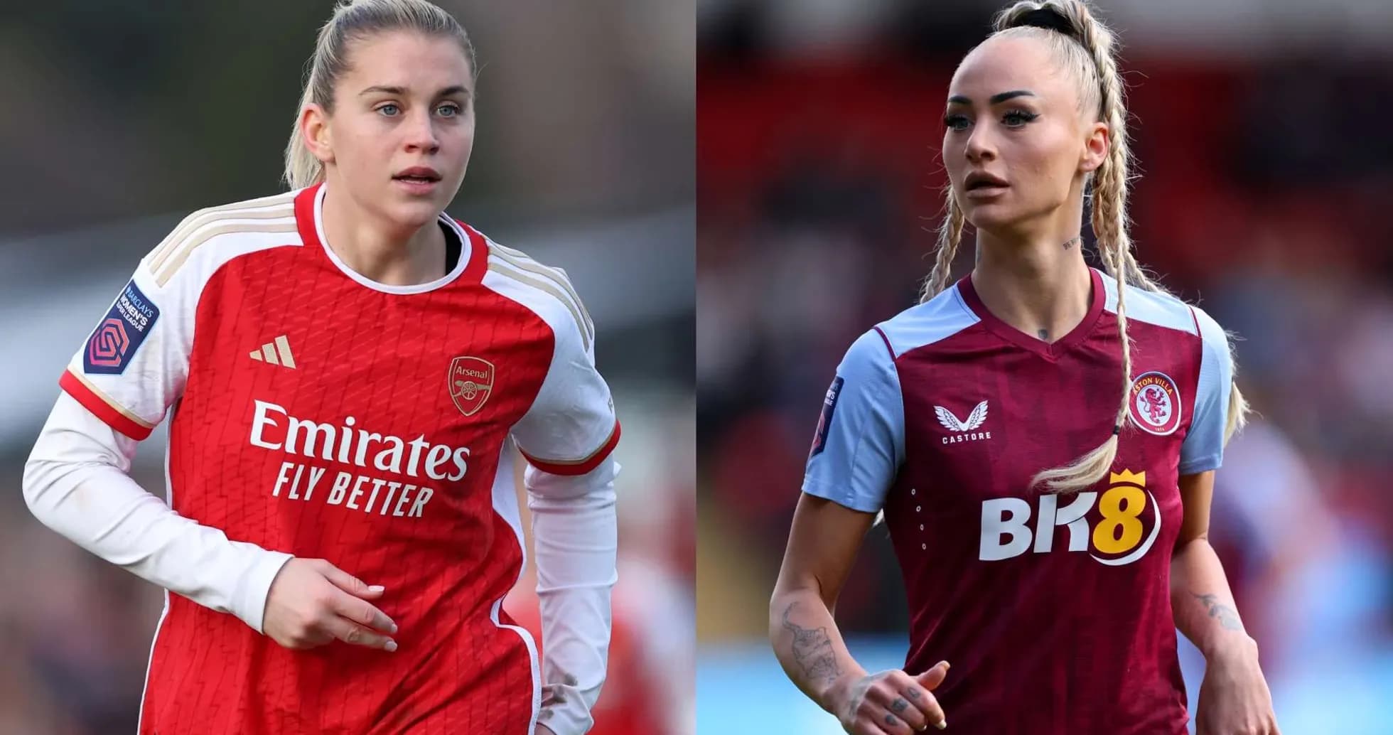 Jugadoras de Aston Villa y Arsenal en el partido
