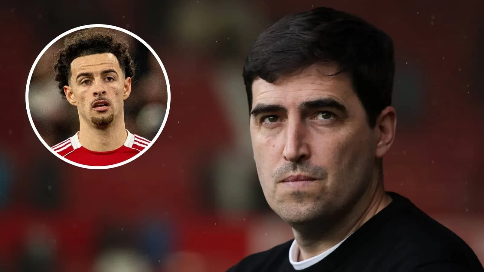 Entrenador mirando hacia la cámara con jugador en círculo
