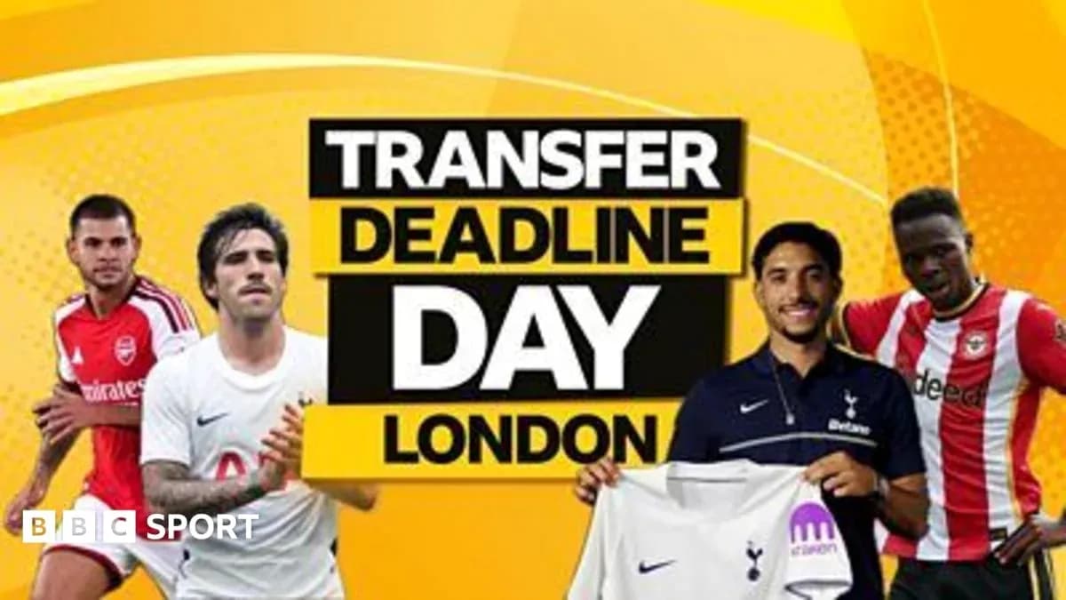Jugadores y logo de Transfer Deadline Day en Londres