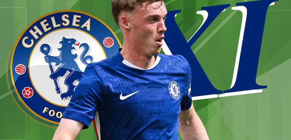 Jugador de Chelsea en acción con logo del club