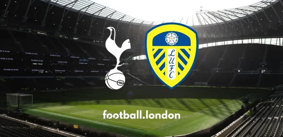 Estadio de Tottenham con logotipos de Tottenham y Leeds