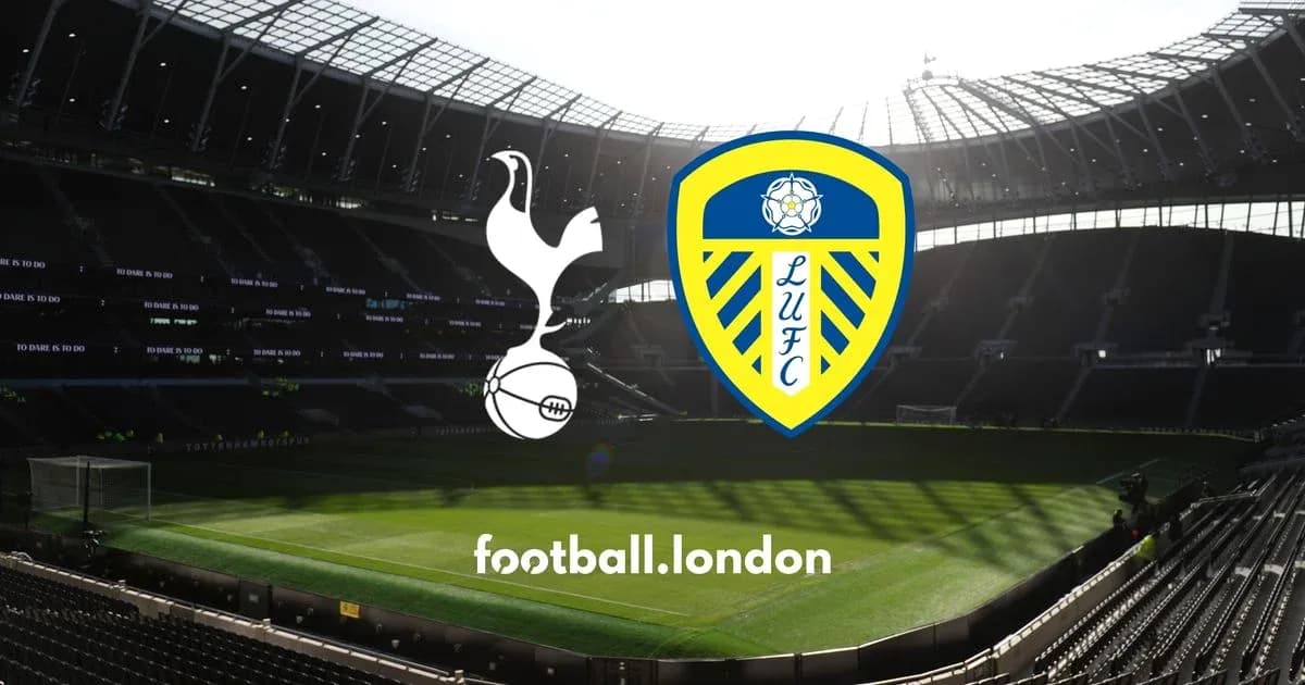 Estadio de Tottenham con logotipos de Tottenham y Leeds