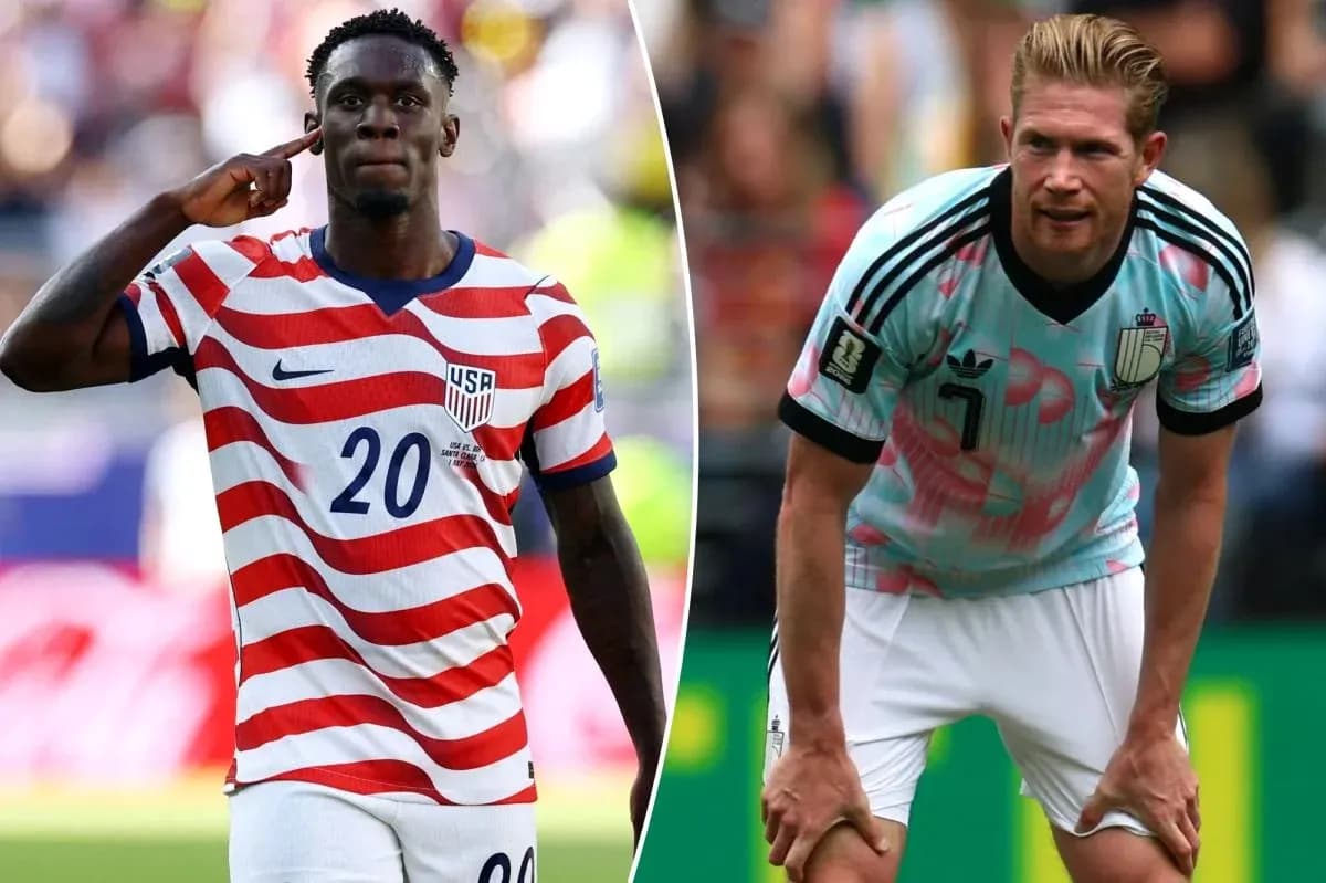 Jugadores de USA y Bélgica en el Mundial