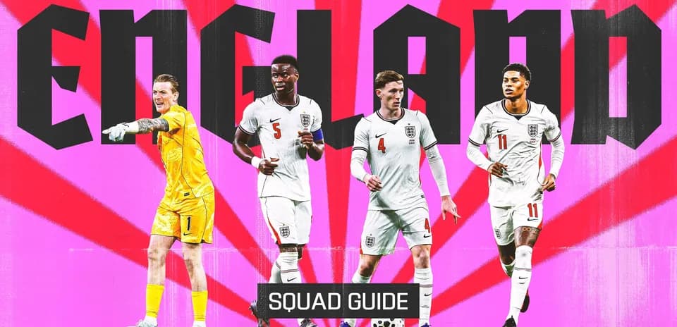 Cuatro jugadores de Inglaterra con fondo colorido