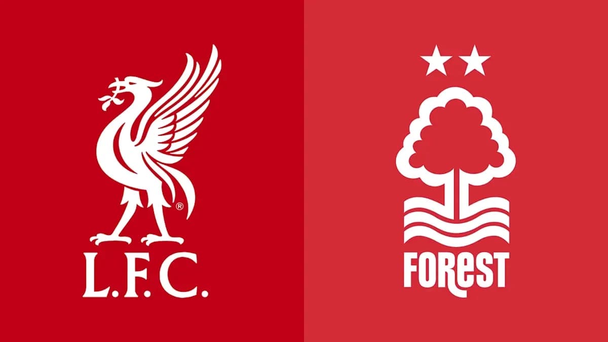 Logos de Liverpool y Nottingham Forest en fondo rojo