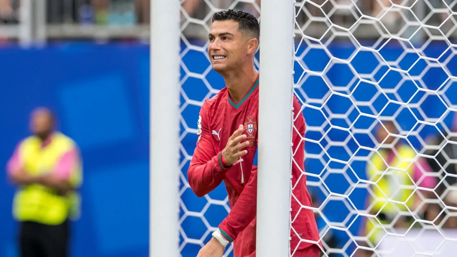 Cristiano Ronaldo gesturing during a match