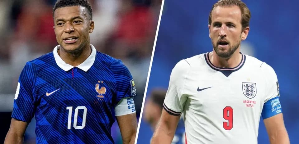 Kylian Mbappé y Harry Kane durante el partido