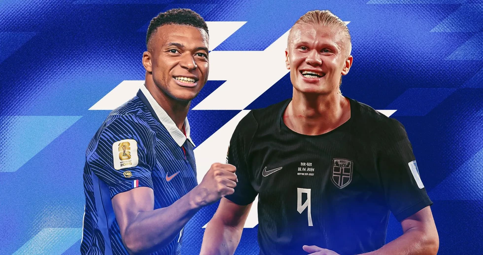 Kylian Mbappé y Erling Haaland posando juntos