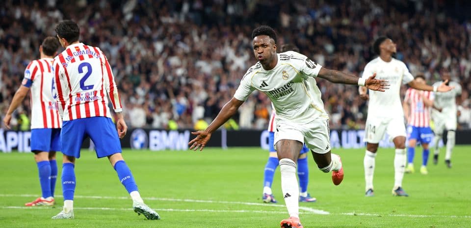 Vinícius Jr. celebra un gol contra Atlético Madrid
