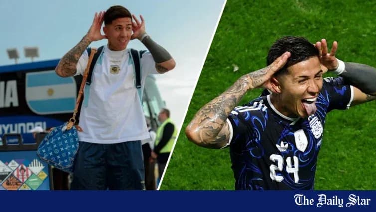 Jugador de Argentina celebrando y llegando al autobús
