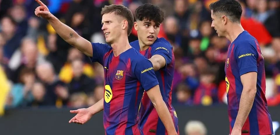 Jugadores del Barcelona celebrando un gol