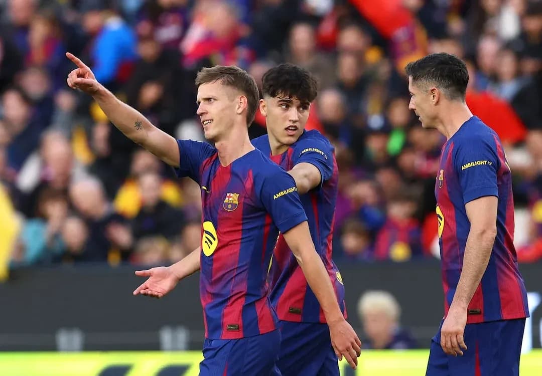 Jugadores del Barcelona celebrando un gol