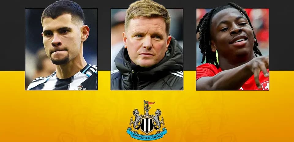 Jugadores y entrenador de Newcastle United en collage