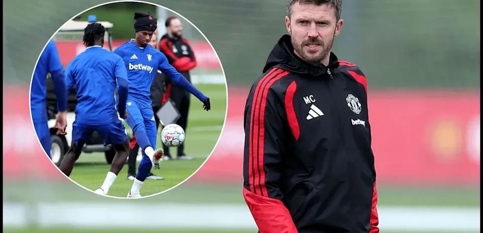 Michael Carrick observing training session with players
