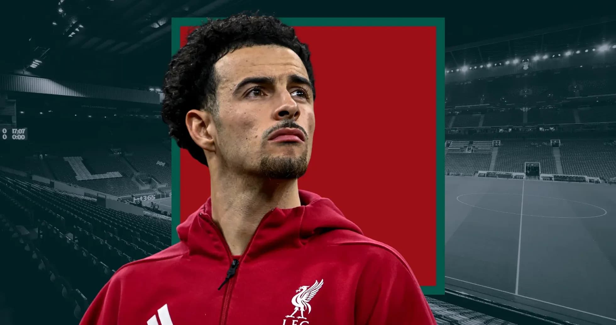 Jugador de Liverpool con sudadera roja en estadio