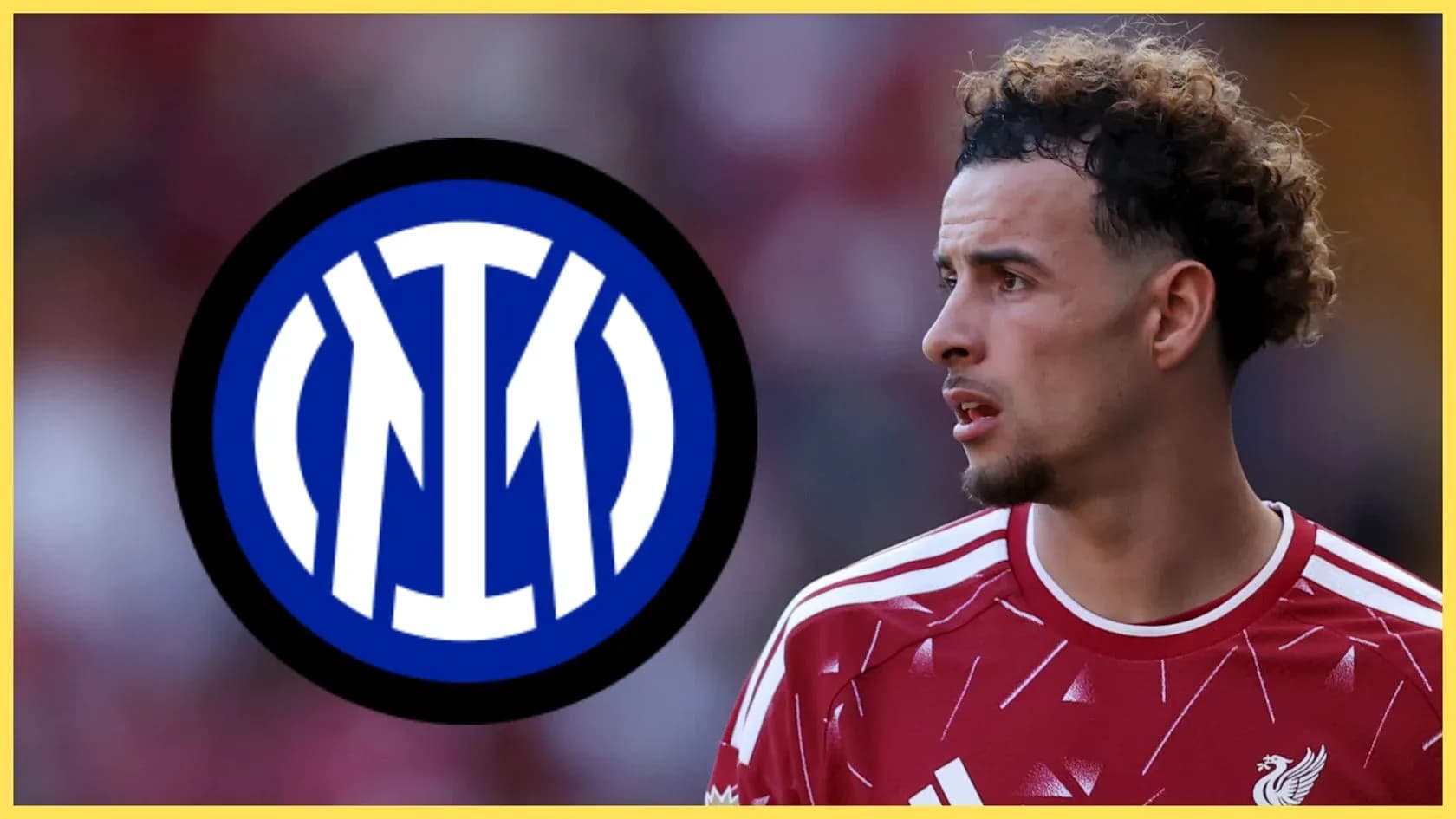 Jugador con camiseta de Liverpool junto al logo del Inter