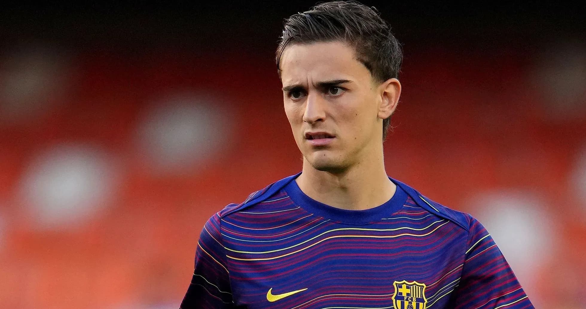 Jugador de Barcelona en el campo antes del partido