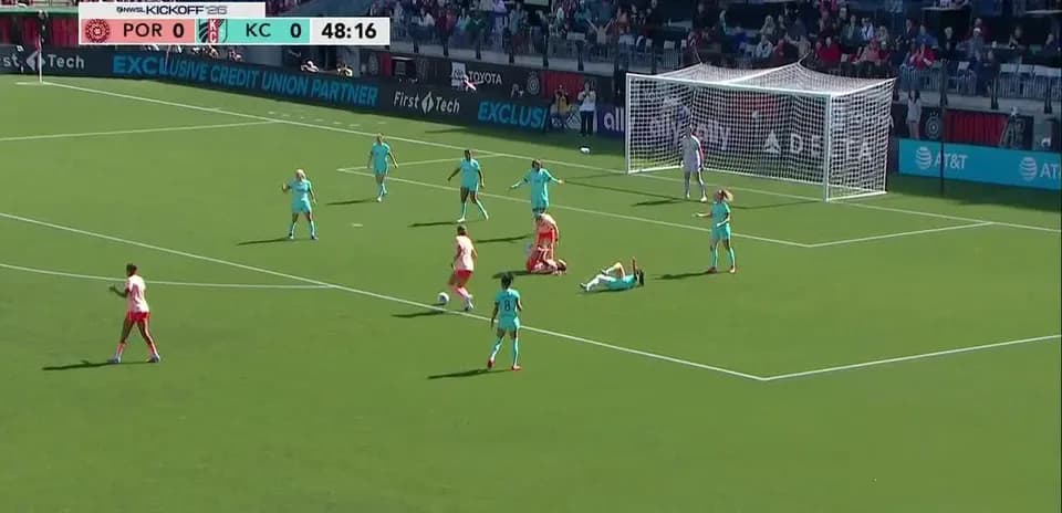 Acción en el partido Kansas City vs Portland Thorns