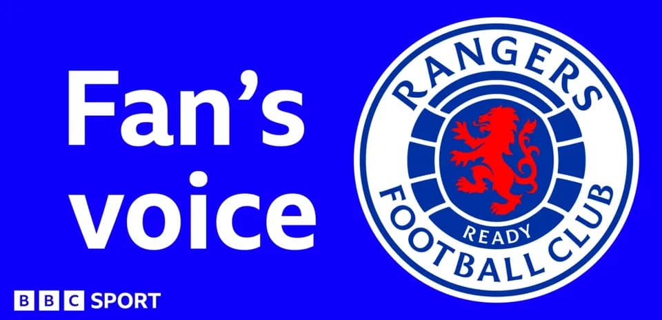 Logo de Rangers FC con texto de voz de fan