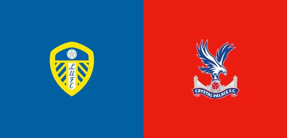Logos de Leeds United y Crystal Palace en fondo de colores