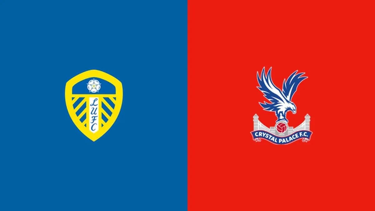 Logos de Leeds United y Crystal Palace en fondo de colores