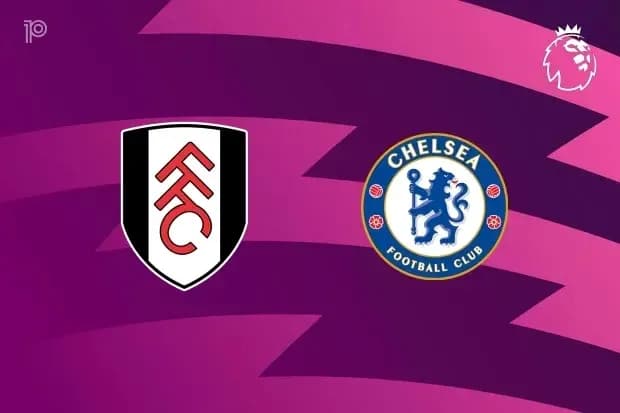 Logos de Fulham y Chelsea sobre fondo morado