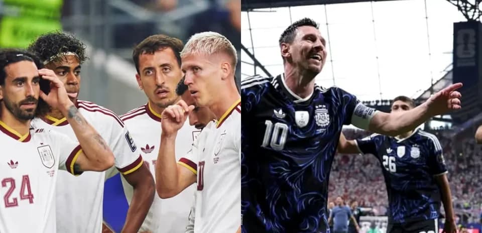 Jugadores de España y Argentina en el partido