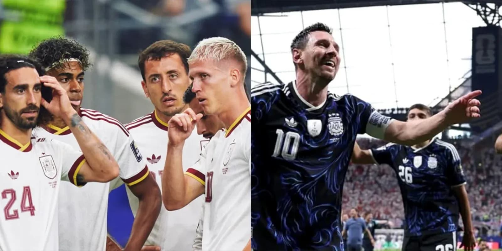 Jugadores de España y Argentina en el partido