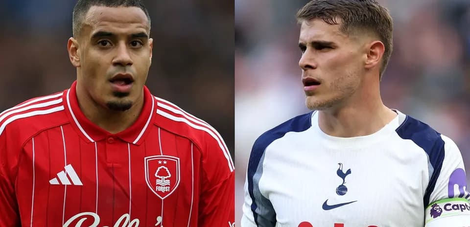 Jugadores de Nottingham Forest y Tottenham en acción