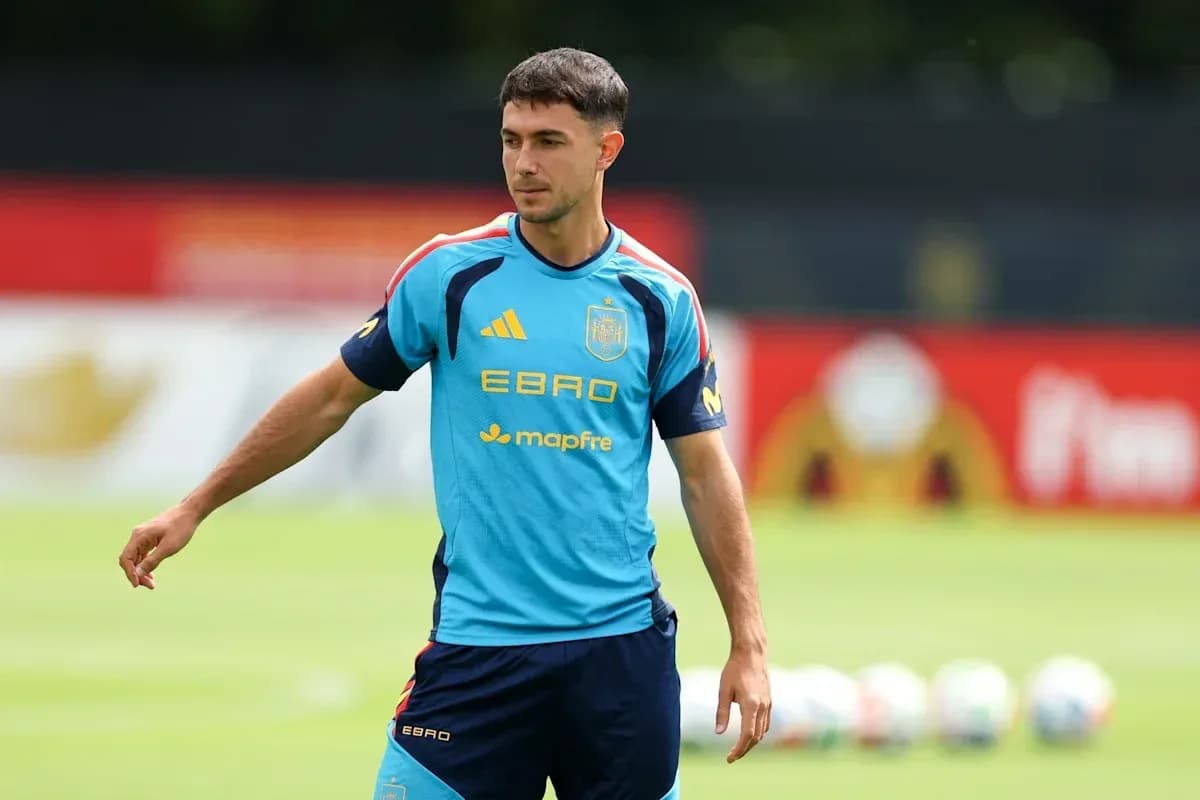 Jugador de España entrenando en el campo