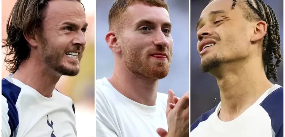 Tres jugadores de Tottenham en entrenamiento previo a un partido